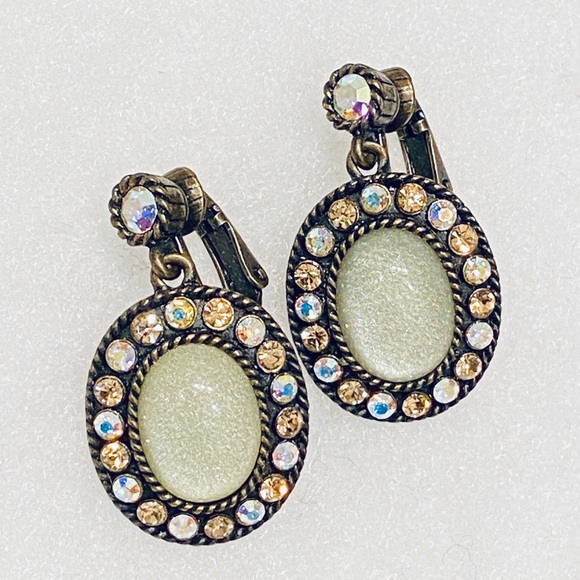 Oval Clip On Earrings Opal-like Stone from Avon - Picture 2 of 9